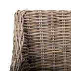 Distressed Brown Woven Rattan Wingback Armchair (Fully Assembled)