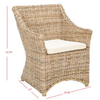 Distressed Brown Woven Rattan Wingback Armchair (Fully Assembled)