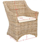 Distressed Brown Woven Rattan Wingback Armchair (Fully Assembled)