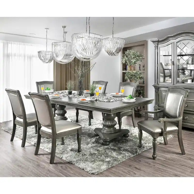 Tima Traditional Grey Faux Leather Dining Chairs (Set of 2) by Furniture of America