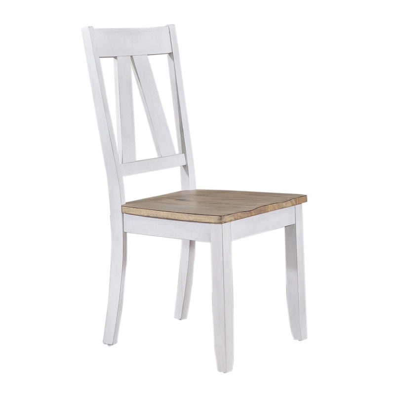 Lindsey Farm Weathered White & Sandstone 7 Piece Trestle Table Set