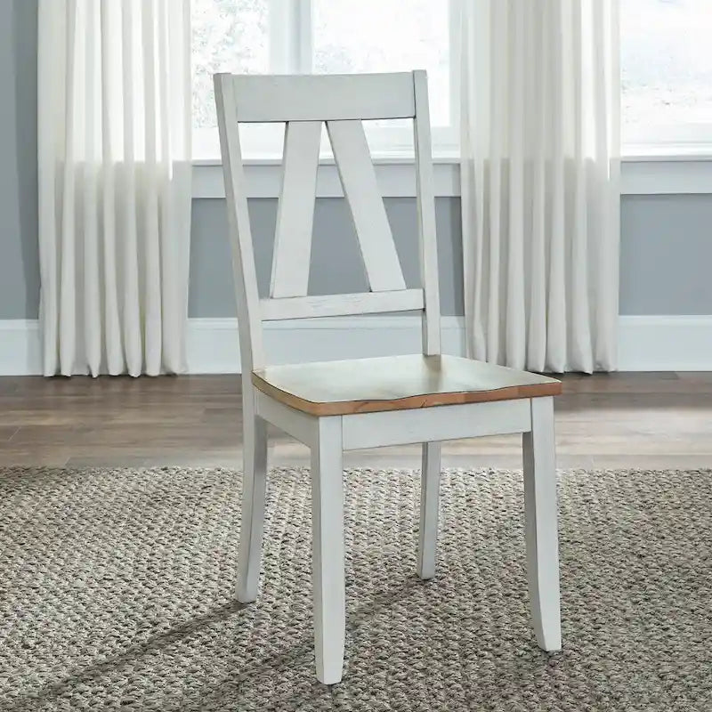 Lindsey Farm Weathered White & Sandstone 7 Piece Trestle Table Set