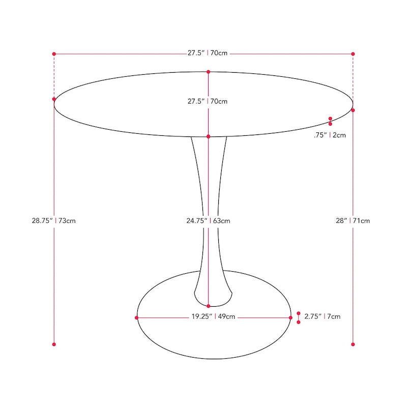 28 Round Bistro Table with Pedestal Base - N/A