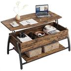Lift Top Coffee Table Oval Wood Table with Hidden Storage Shelves - 41.5 inch