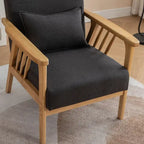 SEYNAR Mid Century Boucle Uplostered Soild Wood Accent Armchair with Pillow