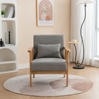 SEYNAR Mid Century Boucle Uplostered Soild Wood Accent Armchair with Pillow