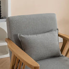 SEYNAR Mid Century Boucle Uplostered Soild Wood Accent Armchair with Pillow