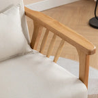 SEYNAR Mid Century Boucle Uplostered Soild Wood Accent Armchair with Pillow