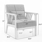 SEYNAR Mid Century Boucle Uplostered Soild Wood Accent Armchair with Pillow