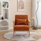 SEYNAR Mid Century Boucle Uplostered Soild Wood Accent Armchair with Pillow