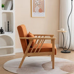 SEYNAR Mid Century Boucle Uplostered Soild Wood Accent Armchair with Pillow