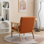 SEYNAR Mid Century Boucle Uplostered Soild Wood Accent Armchair with Pillow