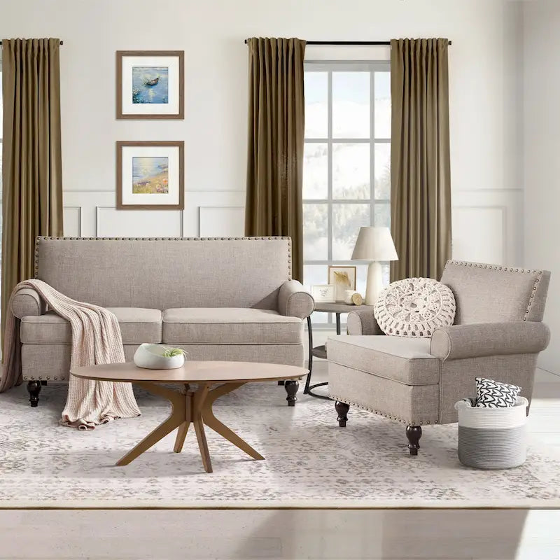 HUIMO Fabric Arm Chair and Loveseat Set