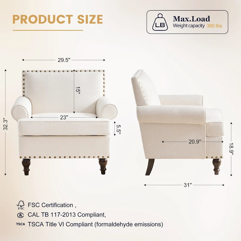 HUIMO Fabric Arm Chair and Loveseat Set