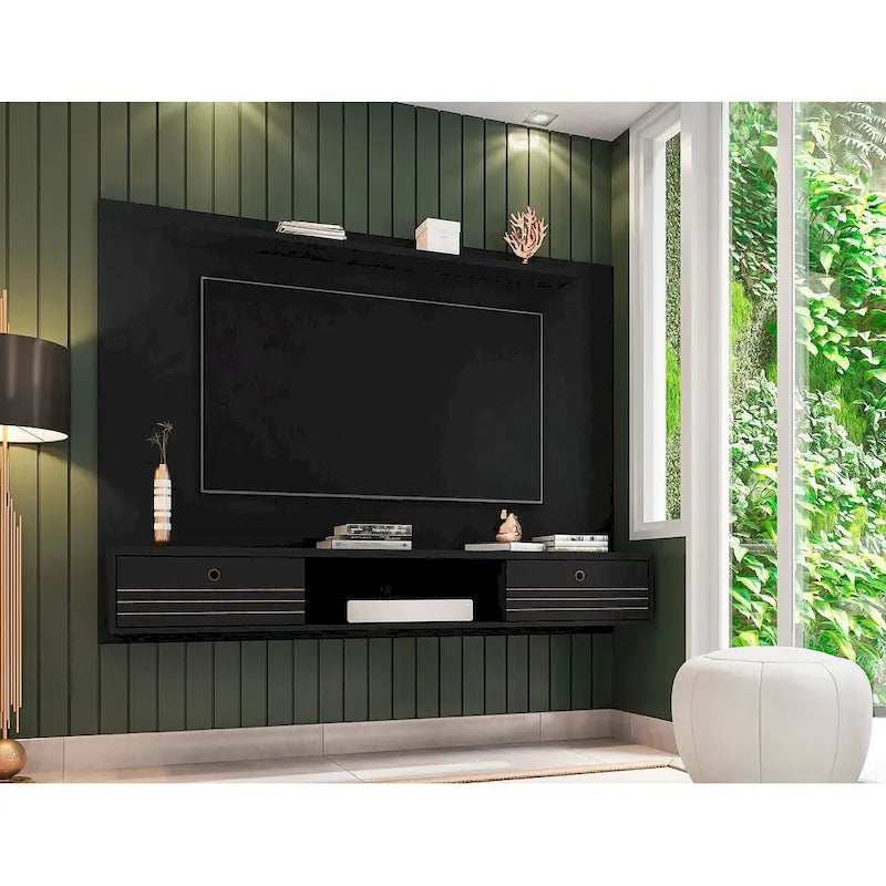 Liberty Mid Century Modern Wood 70.86 Floating Living Room Entertainment Furniture