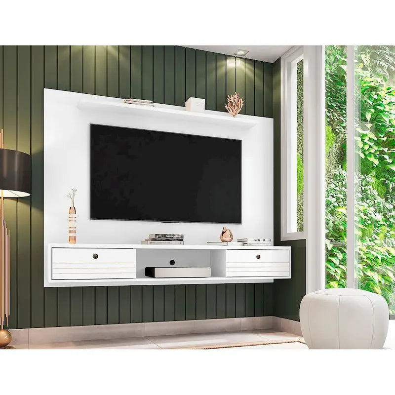 Liberty Mid Century Modern Wood 70.86 Floating Living Room Entertainment Furniture