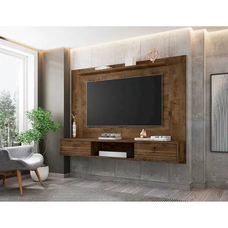Liberty Mid Century Modern Wood 70.86 Floating Living Room Entertainment Furniture