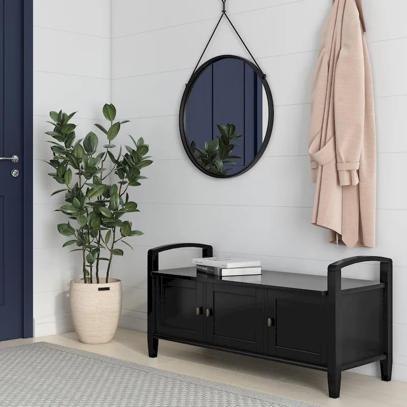 WYNDENHALL Norfolk Solid Wood 44-inch Wide Entryway Storage Bench - 44 Inches wide