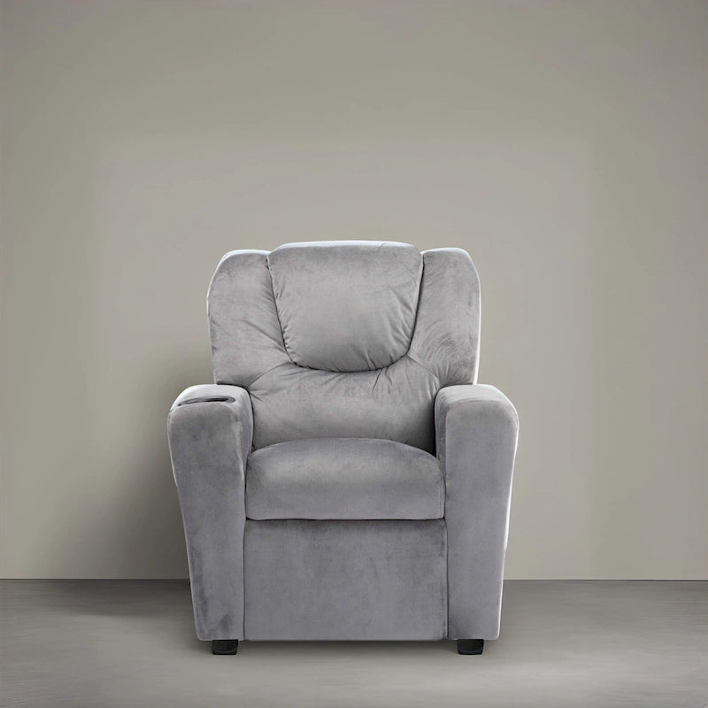 PVC Kids Recliner Chair with Push-Back Reclining Function, Cup Holder, and Comfortable Footres