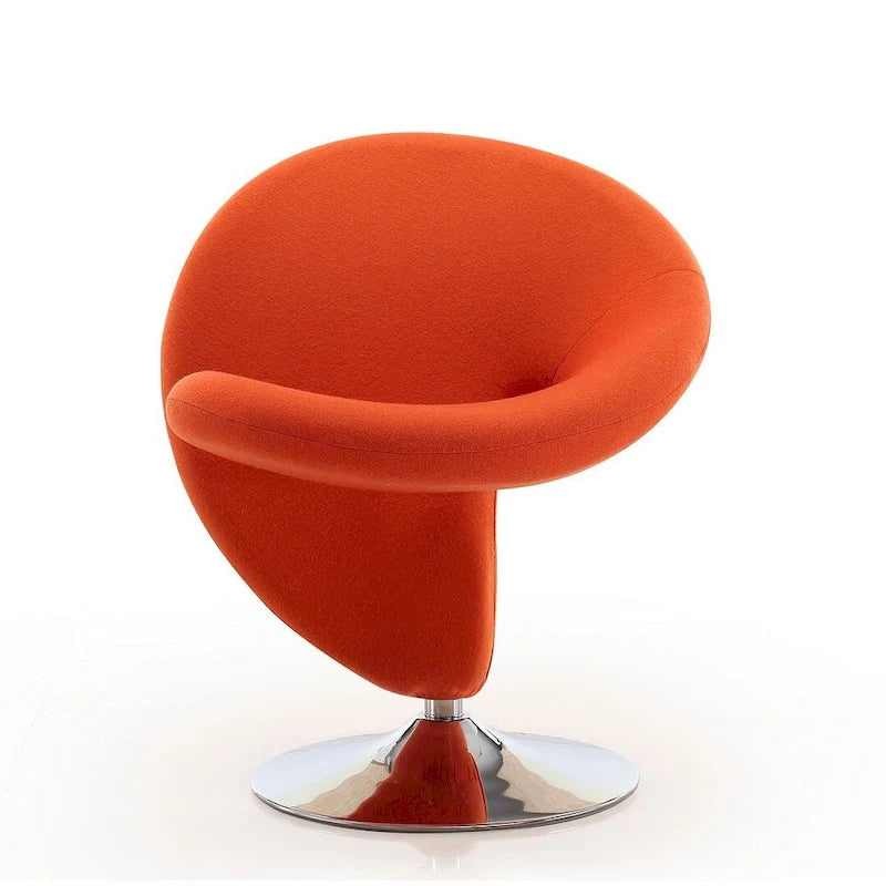 Manhattan Comfort Curl Polished Chrome Wool Blend Swivel Accent Chair