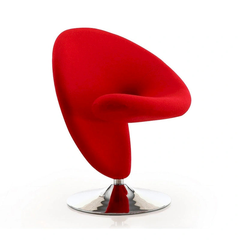 Manhattan Comfort Curl Polished Chrome Wool Blend Swivel Accent Chair