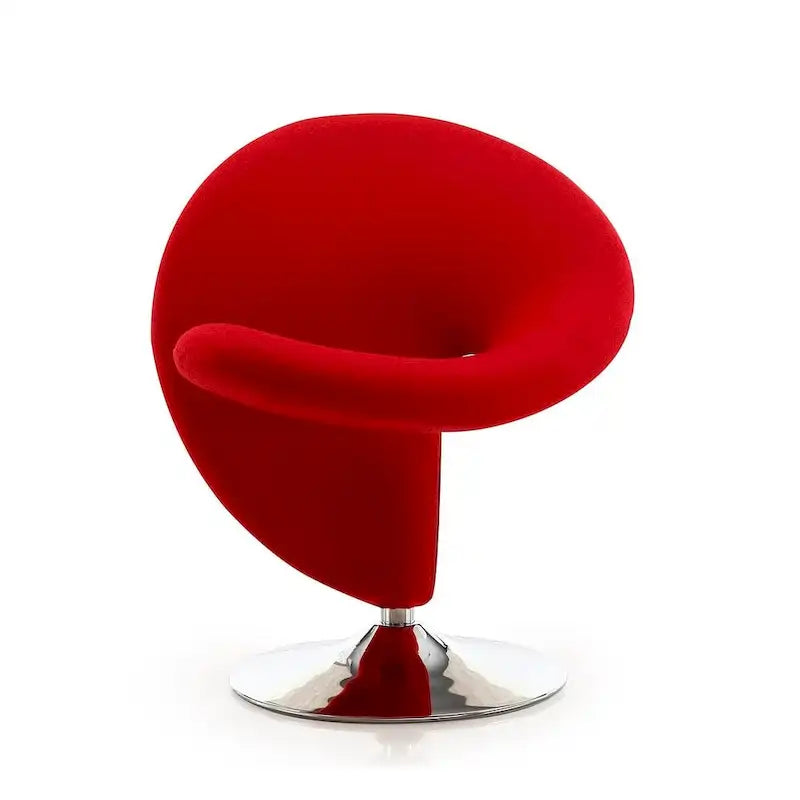 Manhattan Comfort Curl Polished Chrome Wool Blend Swivel Accent Chair