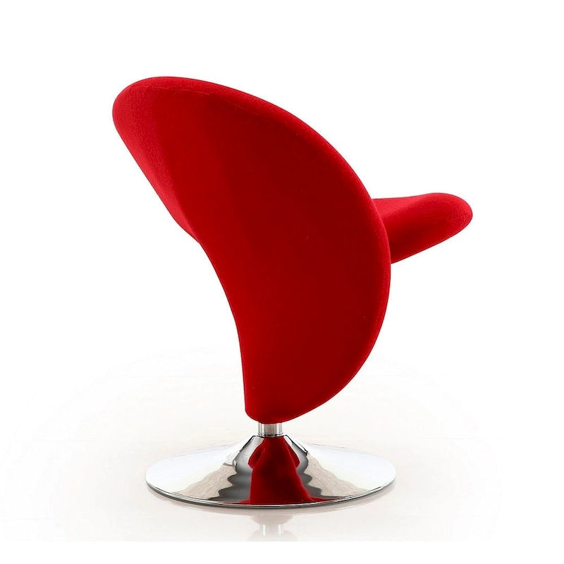Manhattan Comfort Curl Polished Chrome Wool Blend Swivel Accent Chair