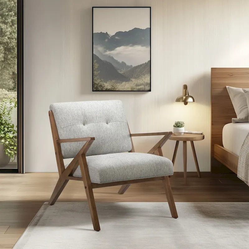 INK+IVY Rocket Upholstered Arm Chair with Angled Wood Frame