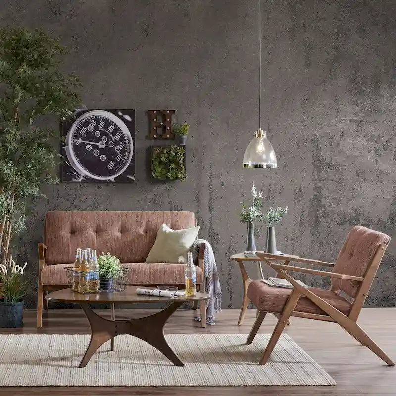 INK+IVY Rocket Upholstered Arm Chair with Angled Wood Frame