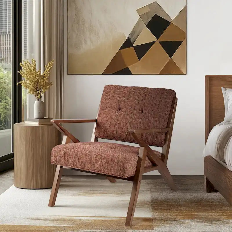 INK+IVY Rocket Upholstered Arm Chair with Angled Wood Frame