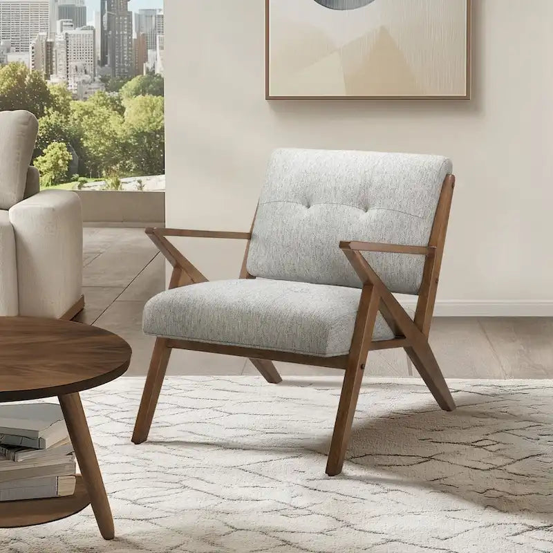 INK+IVY Rocket Upholstered Arm Chair with Angled Wood Frame