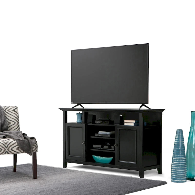 54-Inch Wide Solid Wood Transitional-Style Tv Stand — 54" W X 18.9" D X 31.9" H