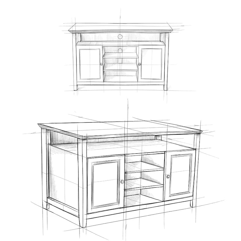 54-Inch Wide Solid Wood Transitional-Style Tv Stand — 54" W X 18.9" D X 31.9" H