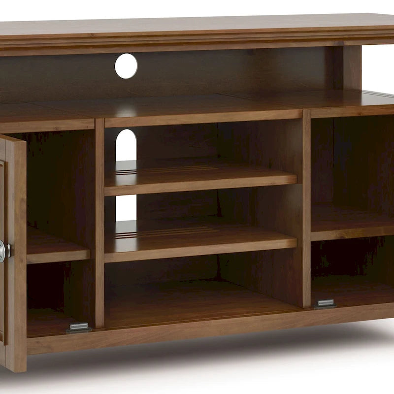 54-Inch Wide Solid Wood Transitional-Style Tv Stand — 54" W X 18.9" D X 31.9" H