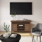 54-Inch Wide Solid Wood Transitional-Style Tv Stand — 54" W X 18.9" D X 31.9" H