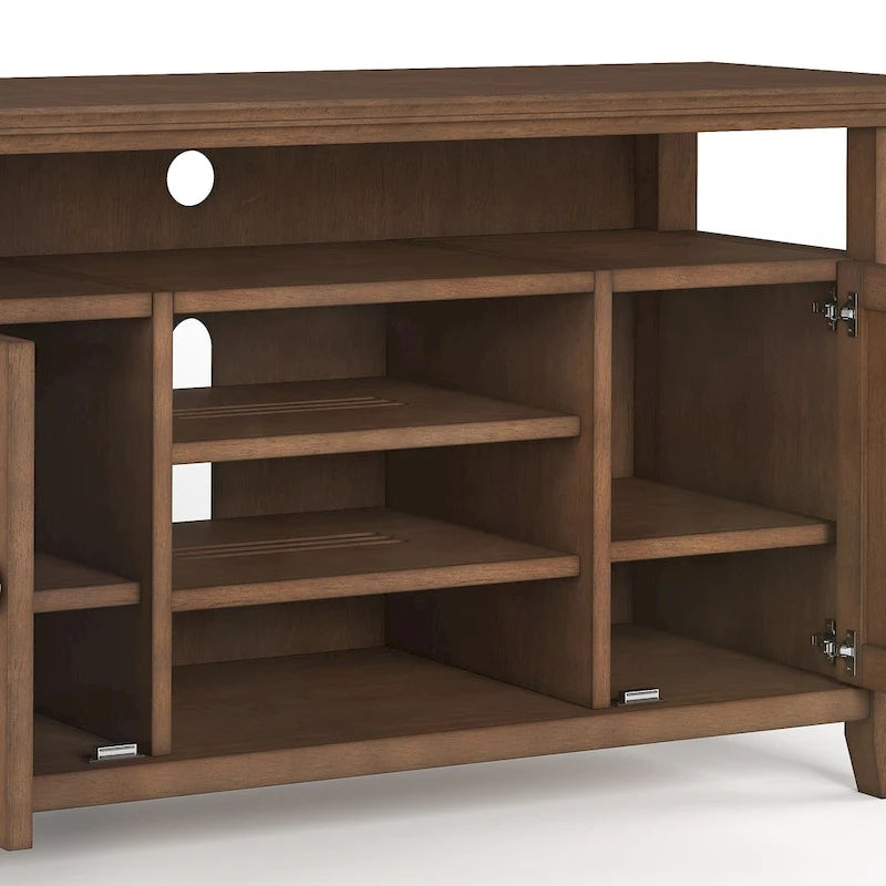 54-Inch Wide Solid Wood Transitional-Style Tv Stand — 54" W X 18.9" D X 31.9" H