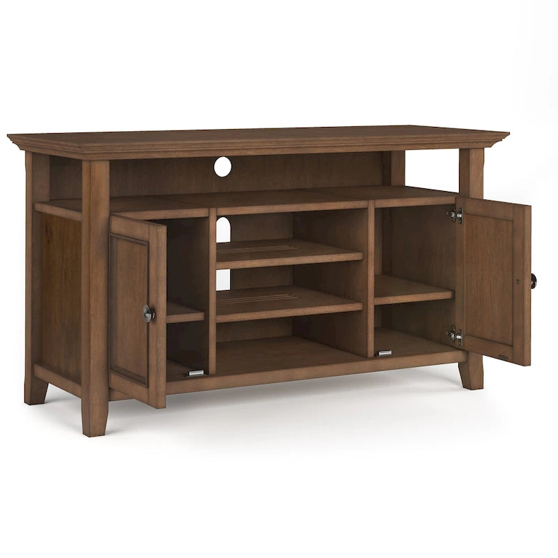 54-Inch Wide Solid Wood Transitional-Style Tv Stand — 54" W X 18.9" D X 31.9" H