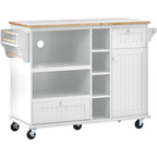 Kitchen Island Cart with Solid Wood Top and Locking Wheels
