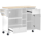 Kitchen Island Cart with Solid Wood Top and Locking Wheels
