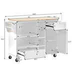 Kitchen Island Cart with Solid Wood Top and Locking Wheels
