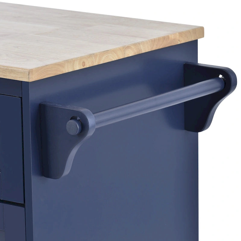 Kitchen Island Cart with Solid Wood Top and Locking Wheels