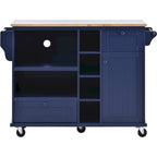 Kitchen Island Cart with Solid Wood Top and Locking Wheels