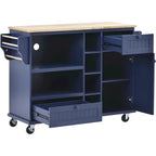 Kitchen Island Cart with Solid Wood Top and Locking Wheels