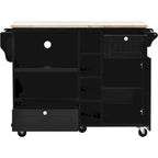 Kitchen Island Cart with Solid Wood Top and Locking Wheels