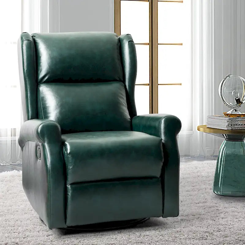 Baksoho Contemporary Faux Leather Swivel Nursery Chair with Metal Base by HULALA HOME