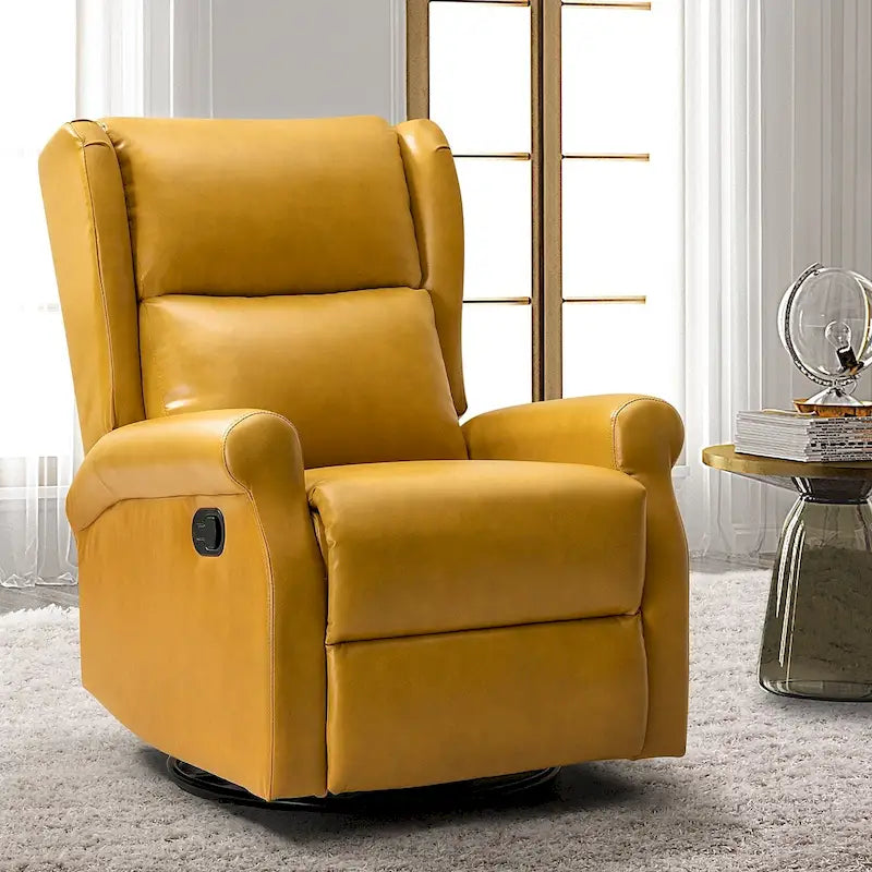 Baksoho Contemporary Faux Leather Swivel Nursery Chair with Metal Base by HULALA HOME