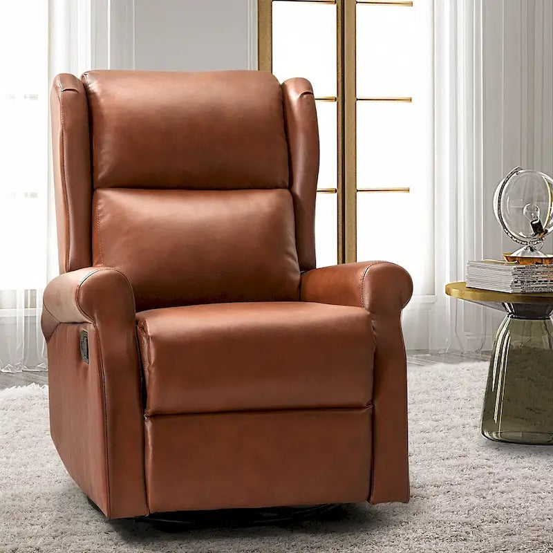 Baksoho Contemporary Faux Leather Swivel Nursery Chair with Metal Base by HULALA HOME