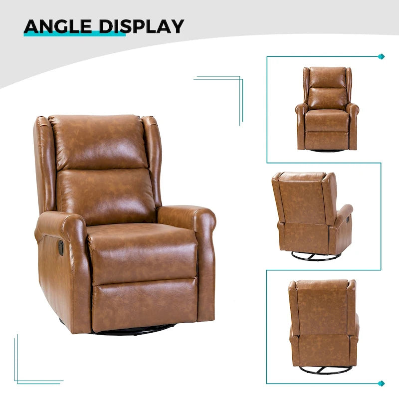 Baksoho Contemporary Faux Leather Swivel Nursery Chair with Metal Base by HULALA HOME