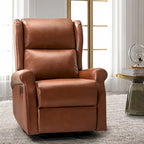 Baksoho Contemporary Faux Leather Swivel Nursery Chair with Metal Base by HULALA HOME