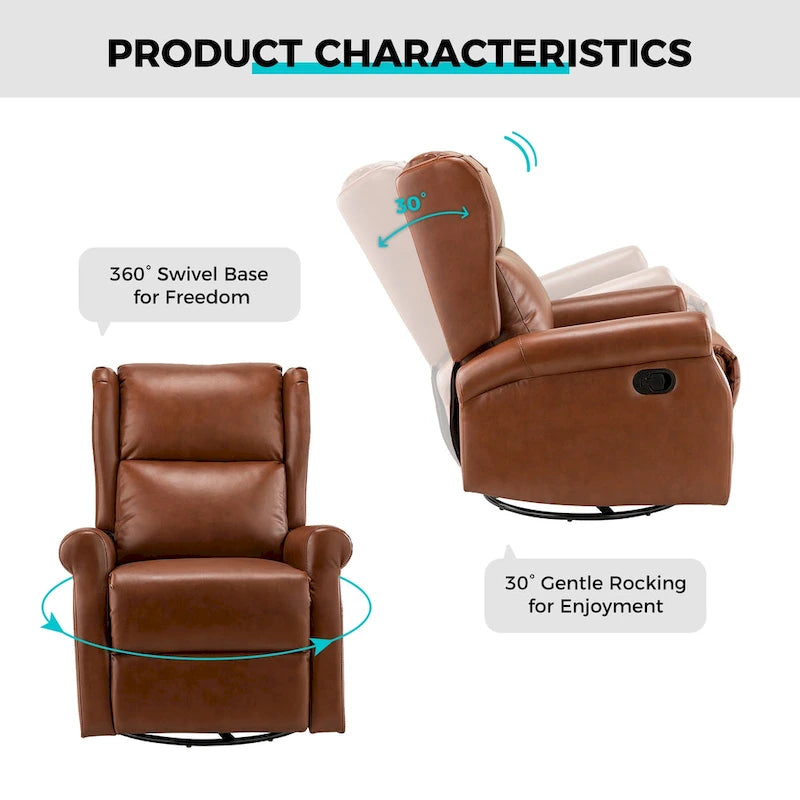 Baksoho Contemporary Faux Leather Swivel Nursery Chair with Metal Base by HULALA HOME